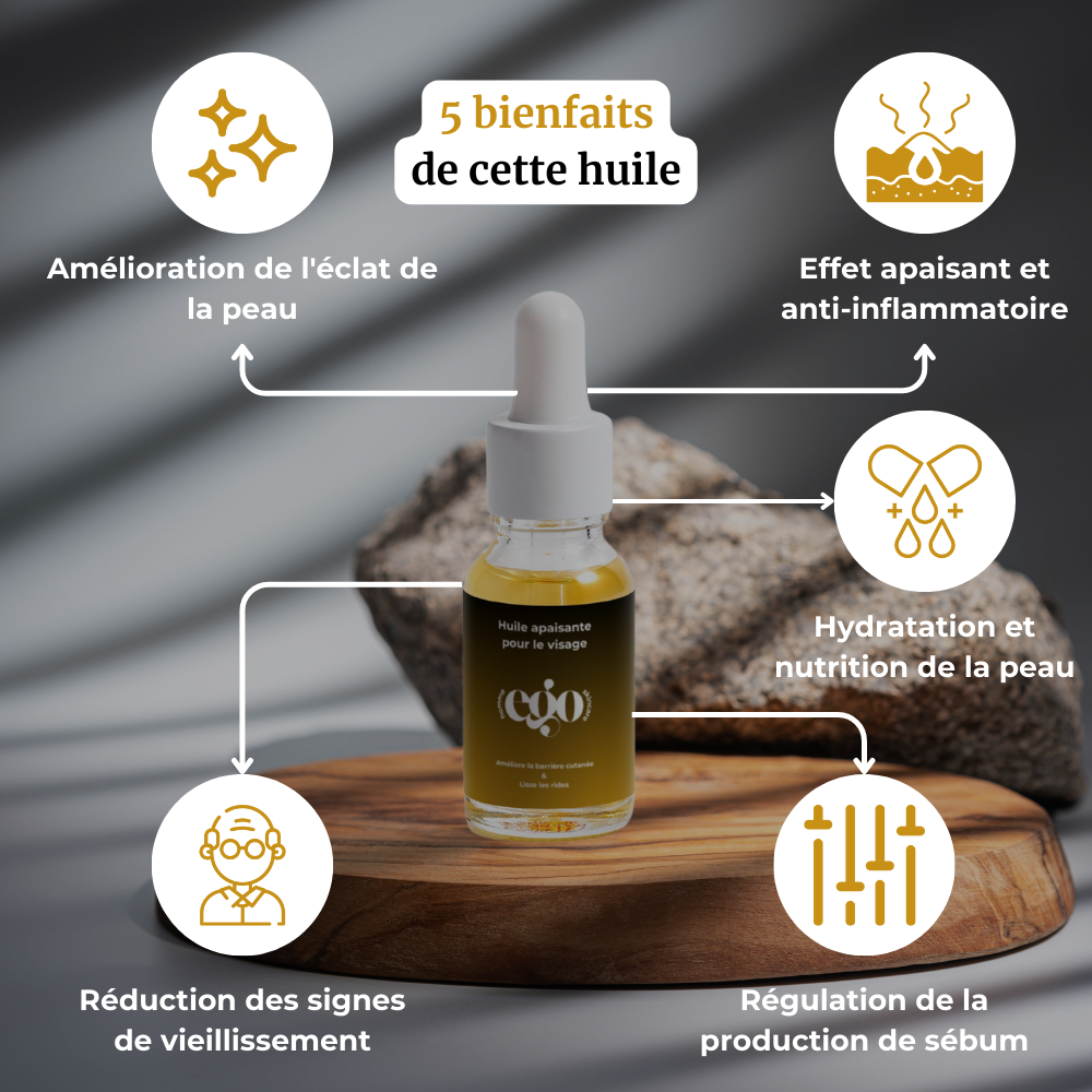 Huile apaisante pour le visage