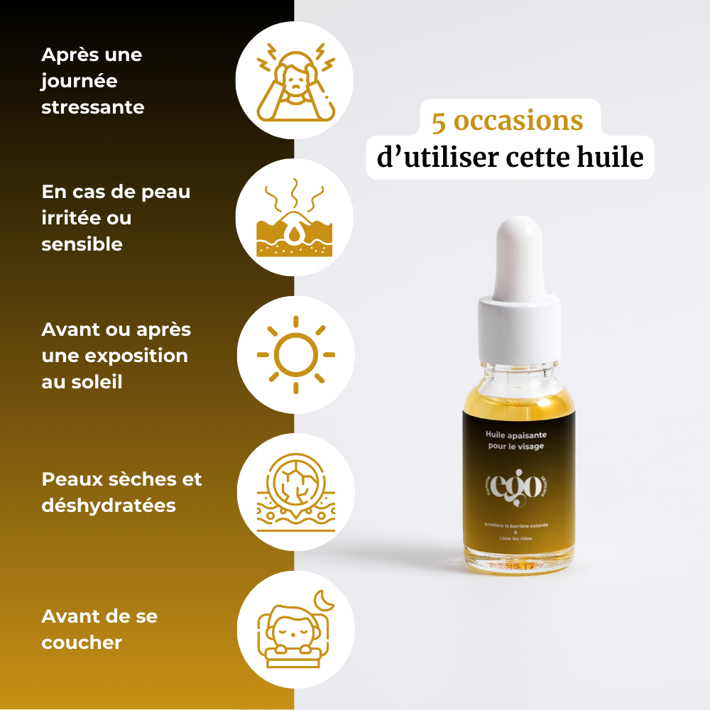 Huile apaisante pour le visage